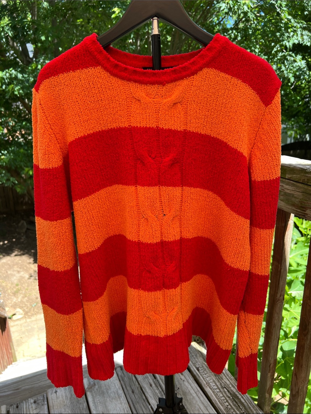 Reference Point New York Bold Orange & Red Striped Women’s Sweater
